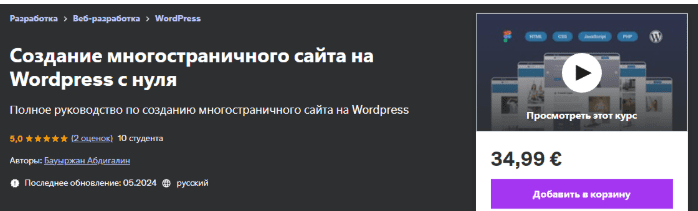 Создание многостраничного сайта на WordPress с нуля — Udemy (2024)